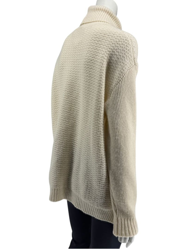 Marni Cream Textured Wool Turtleneck Sweater – Size IT 42