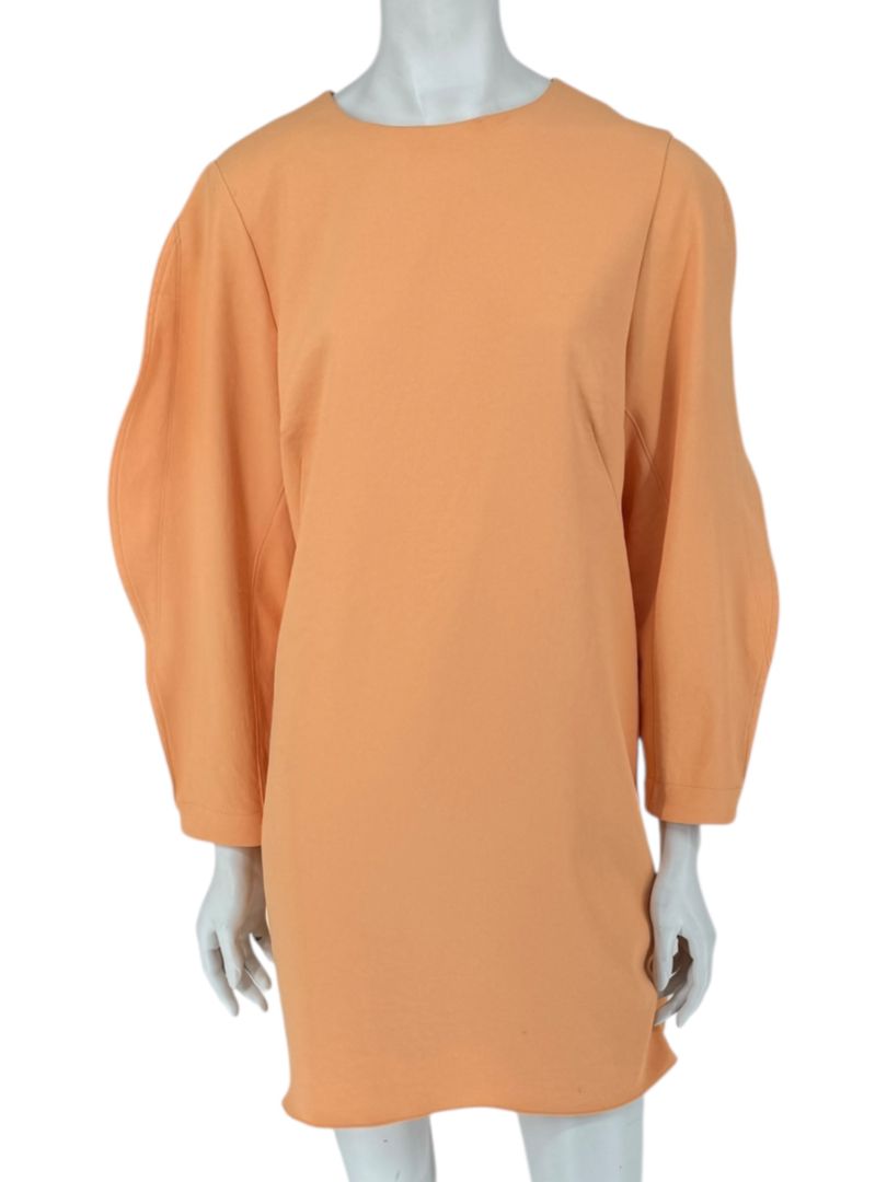Tibi Apricot Sculpted Sleeve Shift Dress – Size 8