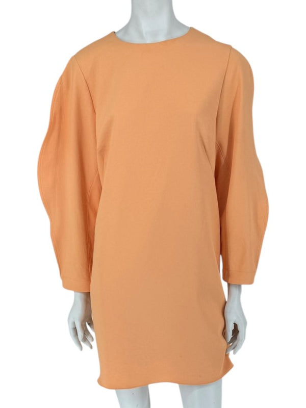 Tibi Apricot Sculpted Sleeve Shift Dress – Size 8