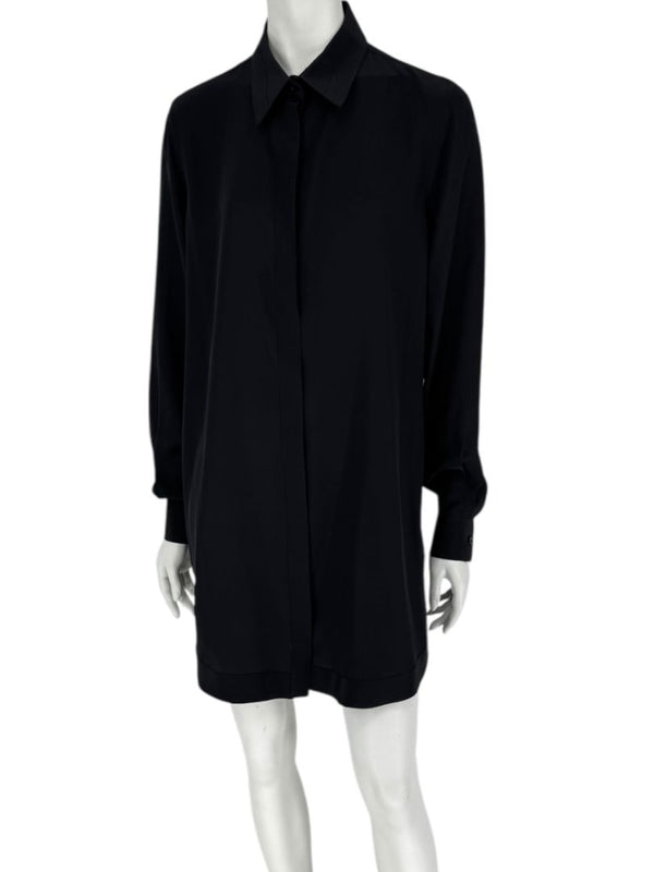 Givenchy Black Silk Tunic Shirt Dress – Size FR 42 (Fits Like M/L)