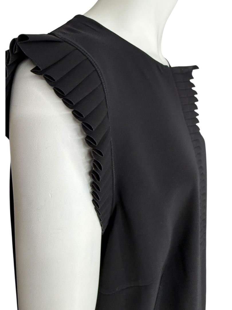 Akris Punto Black Sleeveless Pleated Trim Shift Dress – Size 10