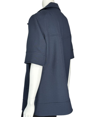 Akris Punto Navy Virgin Wool Short-Sleeve Coat – Size US 8