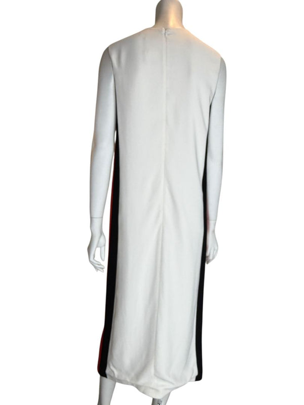 Burberry White Sleeveless Midi Dress with Side Stripes – Size US 10