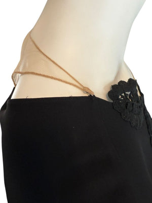 Oscar de la Renta Resort 2019 Black Silk Embroidered Illusion Neck Blouse – Size 8 - NWT