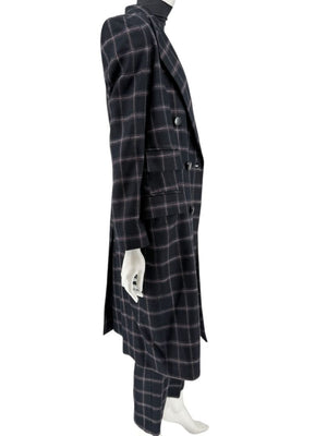 Pamella Roland Black & Gray Windowpane Plaid Pantsuit – Large