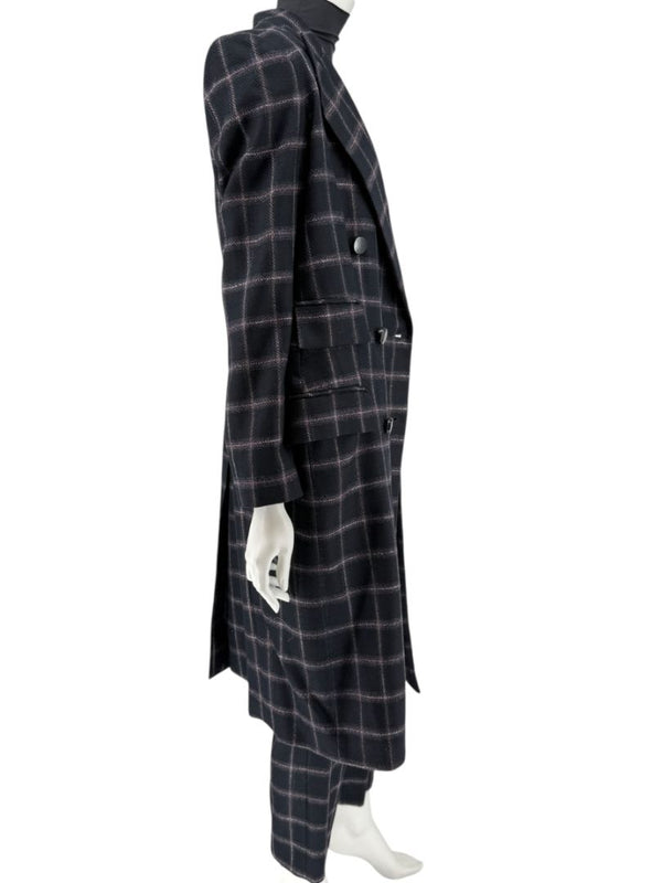 Pamella Roland Black & Gray Windowpane Plaid Pantsuit – Large