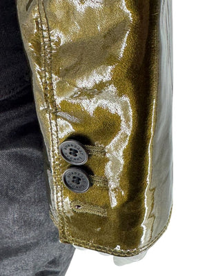 Burberry London Metallic Olive Green Leather Jacket – Size UK 12 / US 10