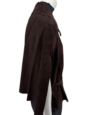 Akris Chocolate Brown Suede Cape Jacket – Size 12