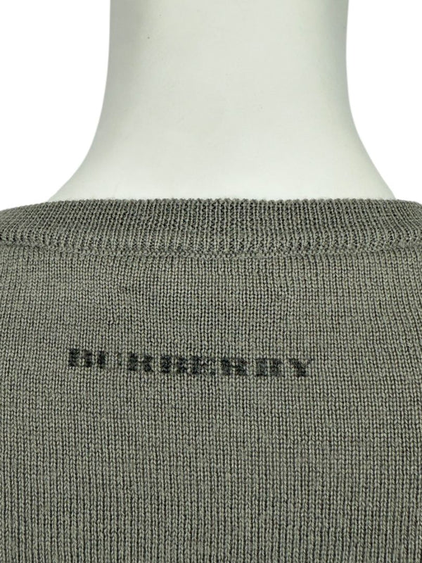 Burberry London Sage Green Merino Wool Military Sweater – Mens Size S