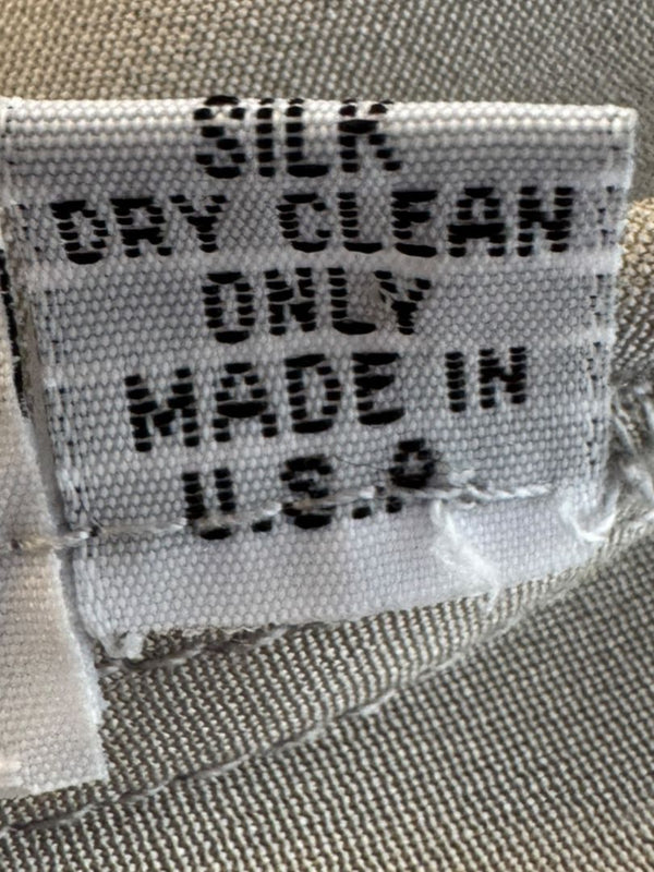 Peter Cohen Taupe-Grey Silk Button-Front Blouse with Soft Notched Collar – Size L