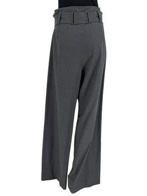 Armani Collezioni Gray High-Waisted Belted Wide-Leg Trousers – Size 10