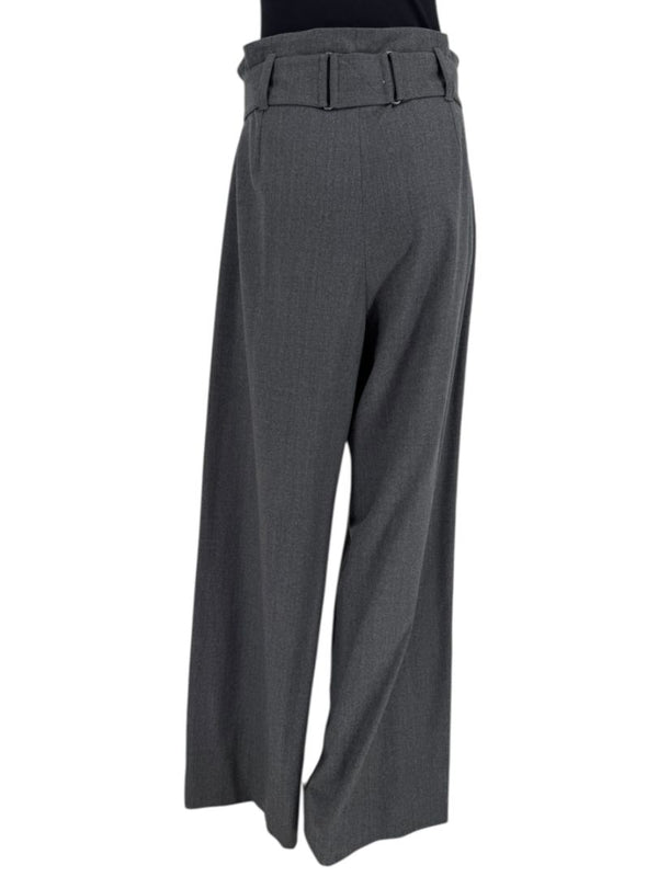 Armani Collezioni Gray High-Waisted Belted Wide-Leg Trousers – Size 10