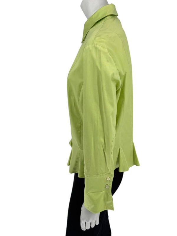 Escada Lime Green Cotton Blend Tailored Blouse – Size 42