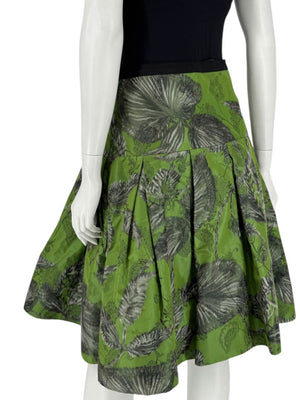 Oscar de la Renta Green Floral Silk Skirt – Fall 2008 - Size 16