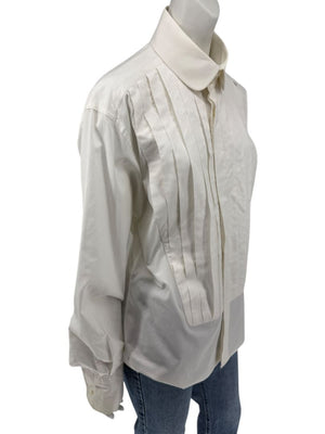 Karl Lagerfeld White Cotton Tuxedo-Style Pleated Shirt – Size 44