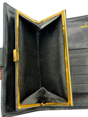 CHANEL Vintage Patent Leather CC Long Wallet – Black