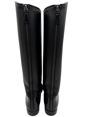 Chanel CC Captoe Black Leather Riding Boots – Size 36.5