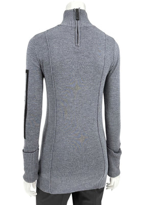 Burberry Sport Grey Wool Zip-Detail Turtleneck Sweater – Size: XS