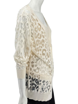 Magaschoni Ribbed Tank & Mesh Leopard Cardigan Twin Set – Size XL
