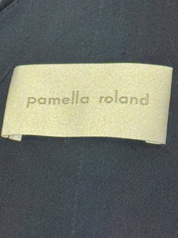 Pamella Roland Navy One-Shoulder Draped Cocktail Dress – Fits Like L
