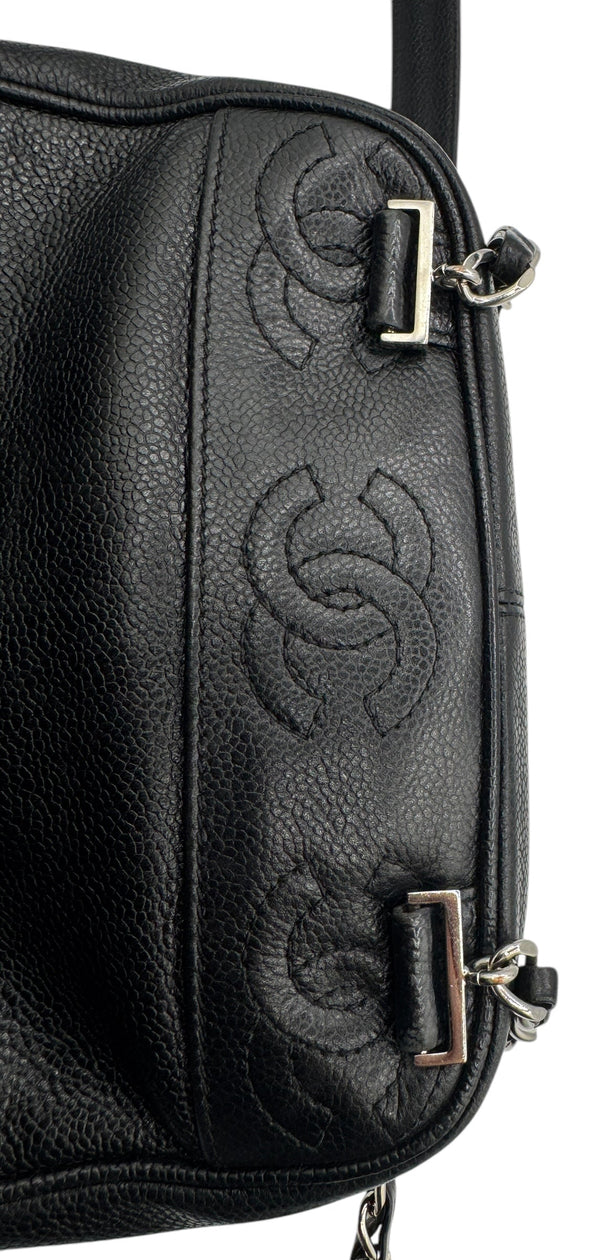 Chanel 1996-1997 Black Caviar Triple CC Backpack - Silver Hardware *RARE*