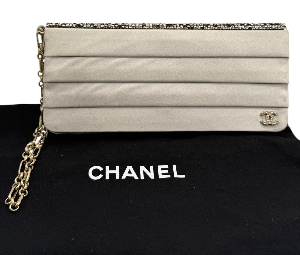 Chanel Satin Accordion Clutch/Wristlet