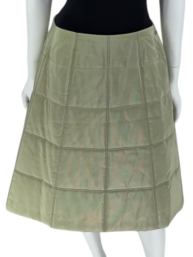 Chanel Identification 00's Quilted Pistachio Green Skirt - Size 42