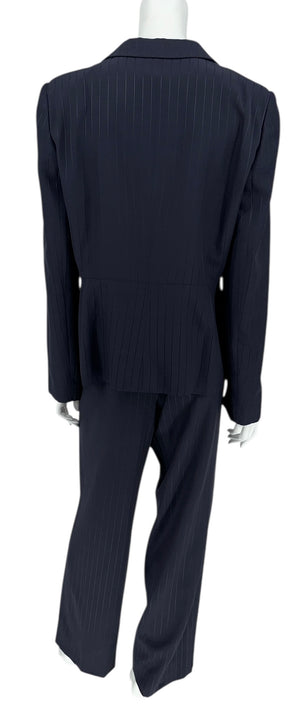 Armani Collezioni Navy Pinstripe Wrap Pantsuit – Made in Italy – Size 14