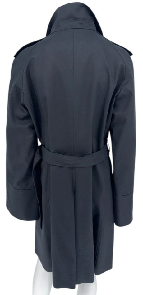 Burberry London Black Wool & Cashmere Belted Trench Coat - Size 14 US