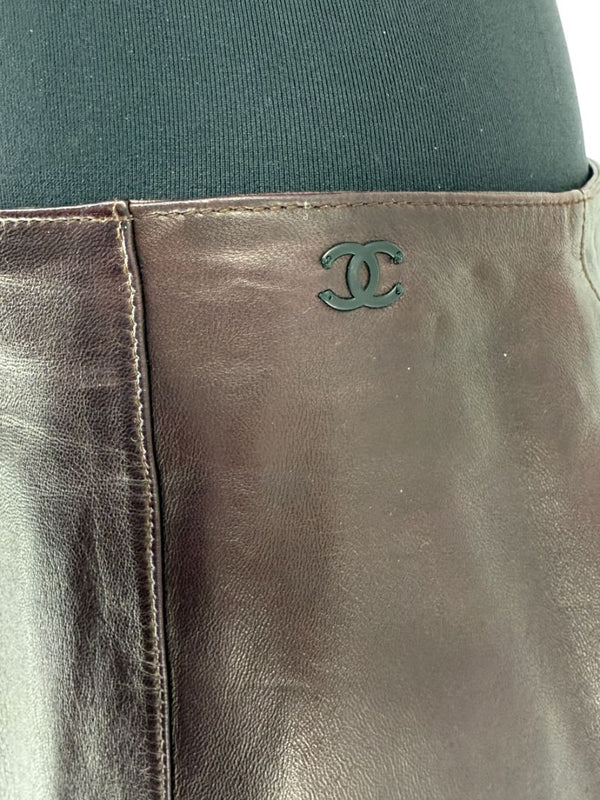 Chanel Chocolate Brown Lambskin Skirt – Size 42