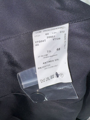 Armani Collezioni Navy Pinstripe Pantsuit with Corset-Style Waist Trim – Size IT 48