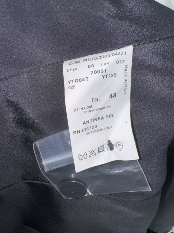 Armani Collezioni Navy Pinstripe Pantsuit with Corset-Style Waist Trim – Size IT 48