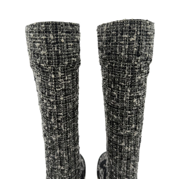 Chanel Tweed & Suede Lace-Up Knee-High Sneakers – Size 40 (EU)