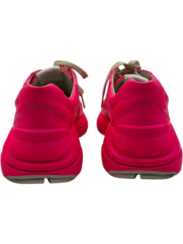 Gucci Rhyton Neon Pink Leather Low-Top Sneakers – Size 39