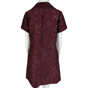 Pamella Roland -Wine Brocade Metallic Floral Dress & Coat Set - Size 8/10