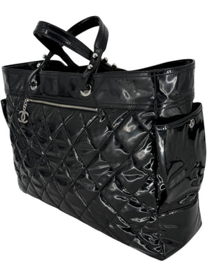 Chanel Paris-Biarritz XL Tote in Black Patent Vinyl