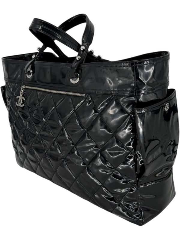 Chanel Paris-Biarritz XL Tote in Black Patent Vinyl
