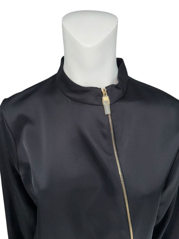Christian Dior Black Asymmetric-Zip Blouse – Size FR 44 (US 12)