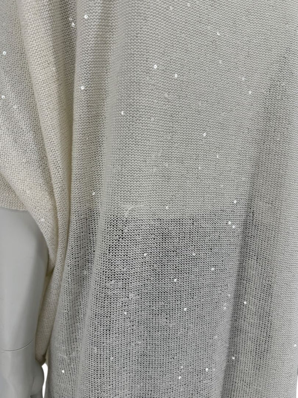 Brunello Cucinelli Ivory Hi-Low Sequin Knit Tunic – Size L