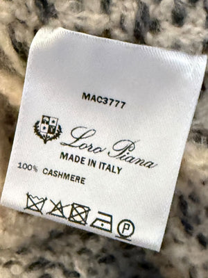 Loro Piana Taupe & Black Textured Cashmere Hooded Sweater - Size S