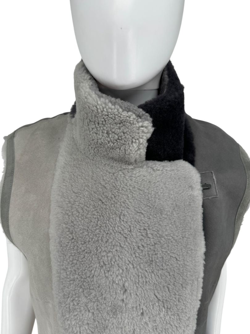 Akris Colorblock Shearling Patchwork Vest – Size 10