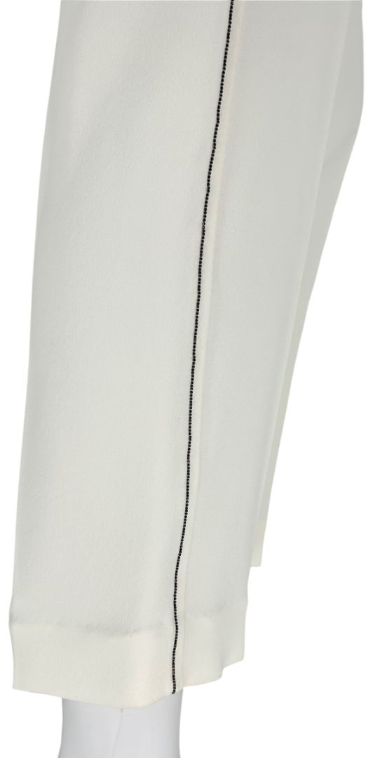 Brunello Cucinelli Ivory Cropped Trousers with Monili Trim – Size US 8 / IT 44