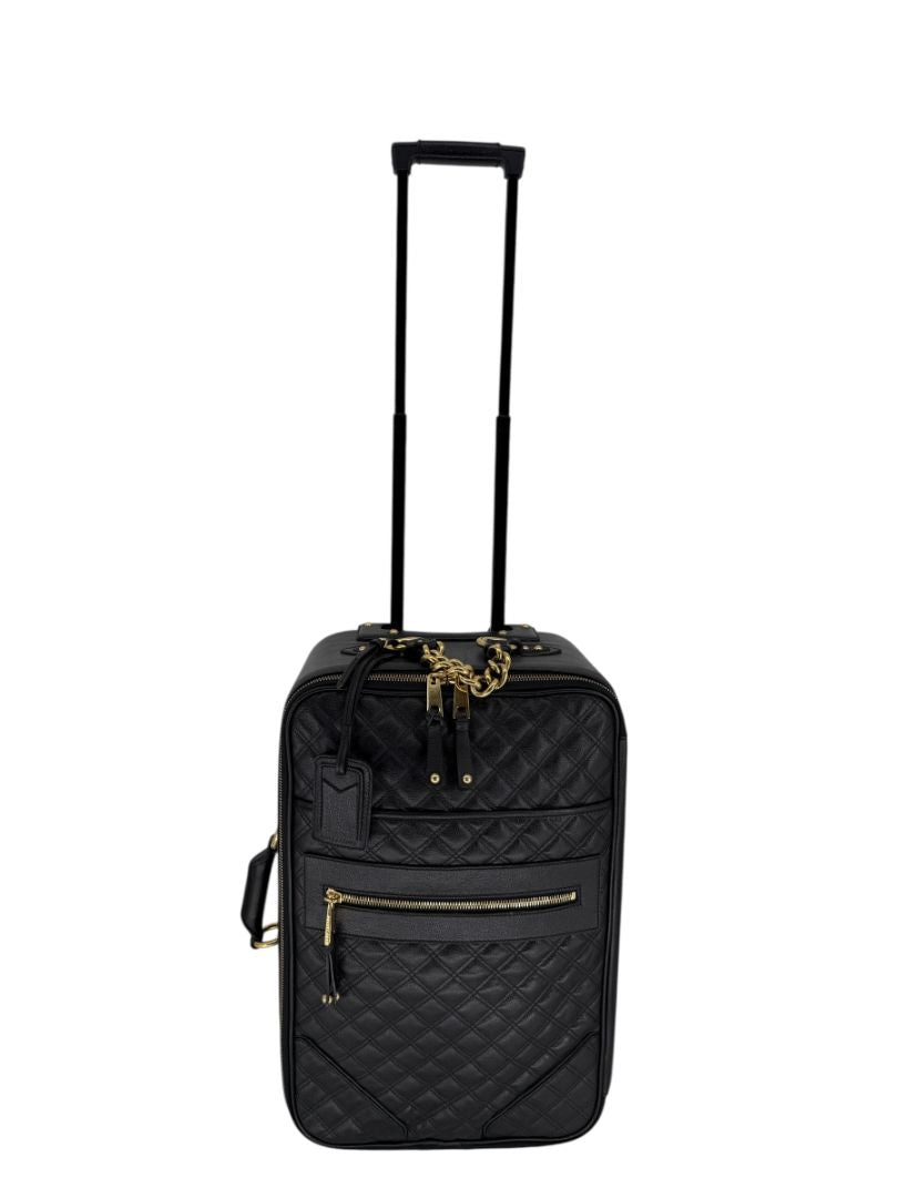 Marc Jacobs Quilted Black Leather Carry-On Suitcase – 20.8" x 14.2" x 8.3"