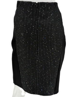 Pamella Roland Black Textured Sequin Skirt - Large