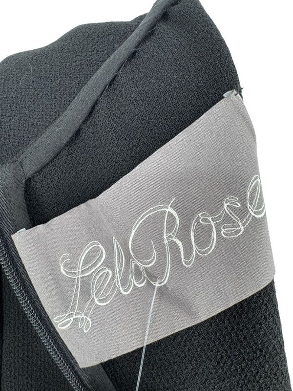 Lela Rose Black Wool-Blend Bell Sleeve Top with Pearl Trim – Size 6