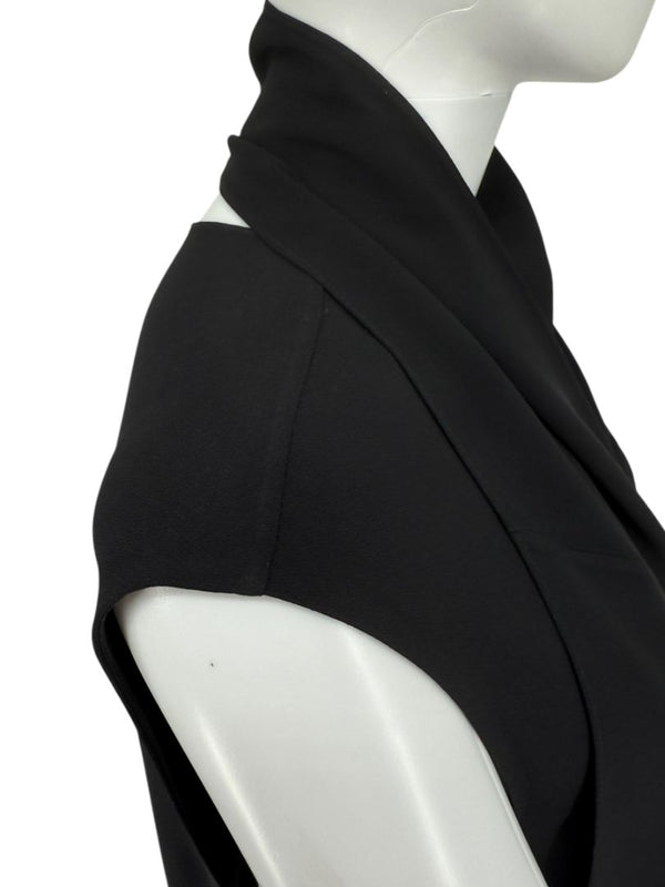 Adam Lippes Black Sleeveless Draped Collar Top – Size 12