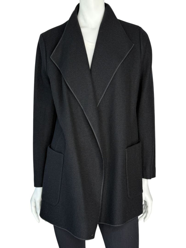 Agnona Black 100% Cashmere Open-Front Coat – Size IT 46 / US 10- NEW