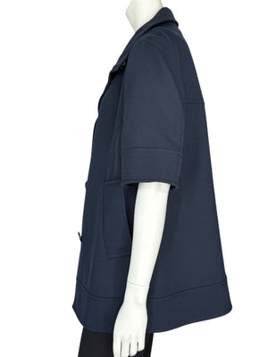 Akris Punto Navy Virgin Wool Short-Sleeve Coat – Size US 8
