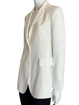 Akris White Textured Cotton-Silk Blend Blazer – Size 8