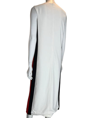 Burberry White Sleeveless Midi Dress with Side Stripes – Size US 10